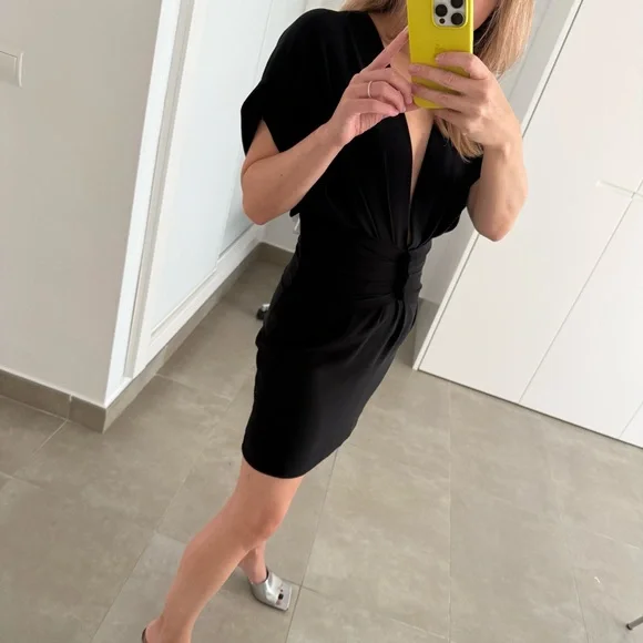 IRO PARIS “Gastona” Black Low-Cut Mini Dress Size 34 XS 0 2 - Picture 6 of 12